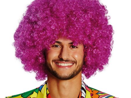 Freaky Happy Hippie Afro Perücke pink on Sale